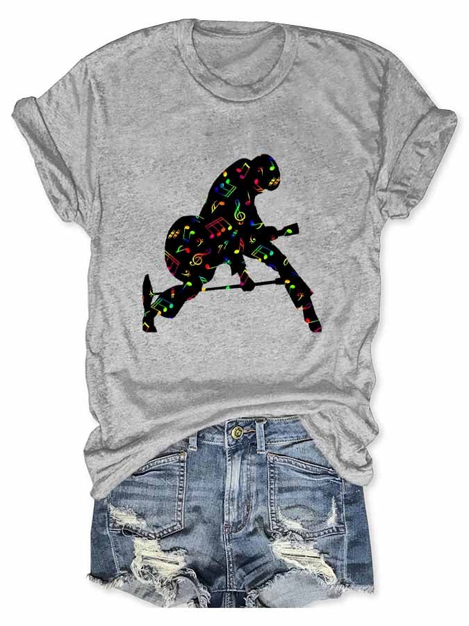 Women's King Of Music Print Round Neck Short Sleeve T-Shirt