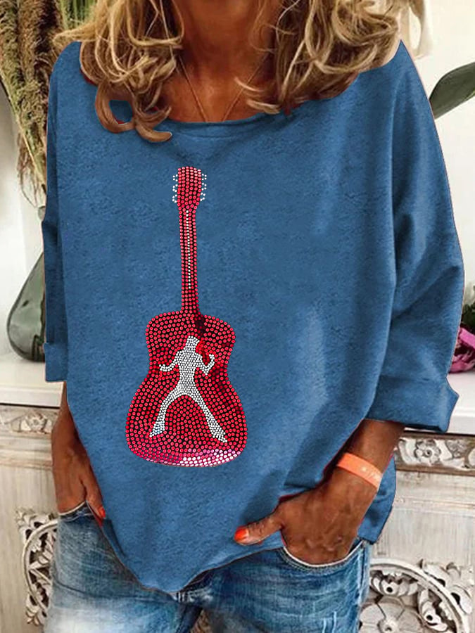 Retro King Of Rock Roll Print Sweatshirt