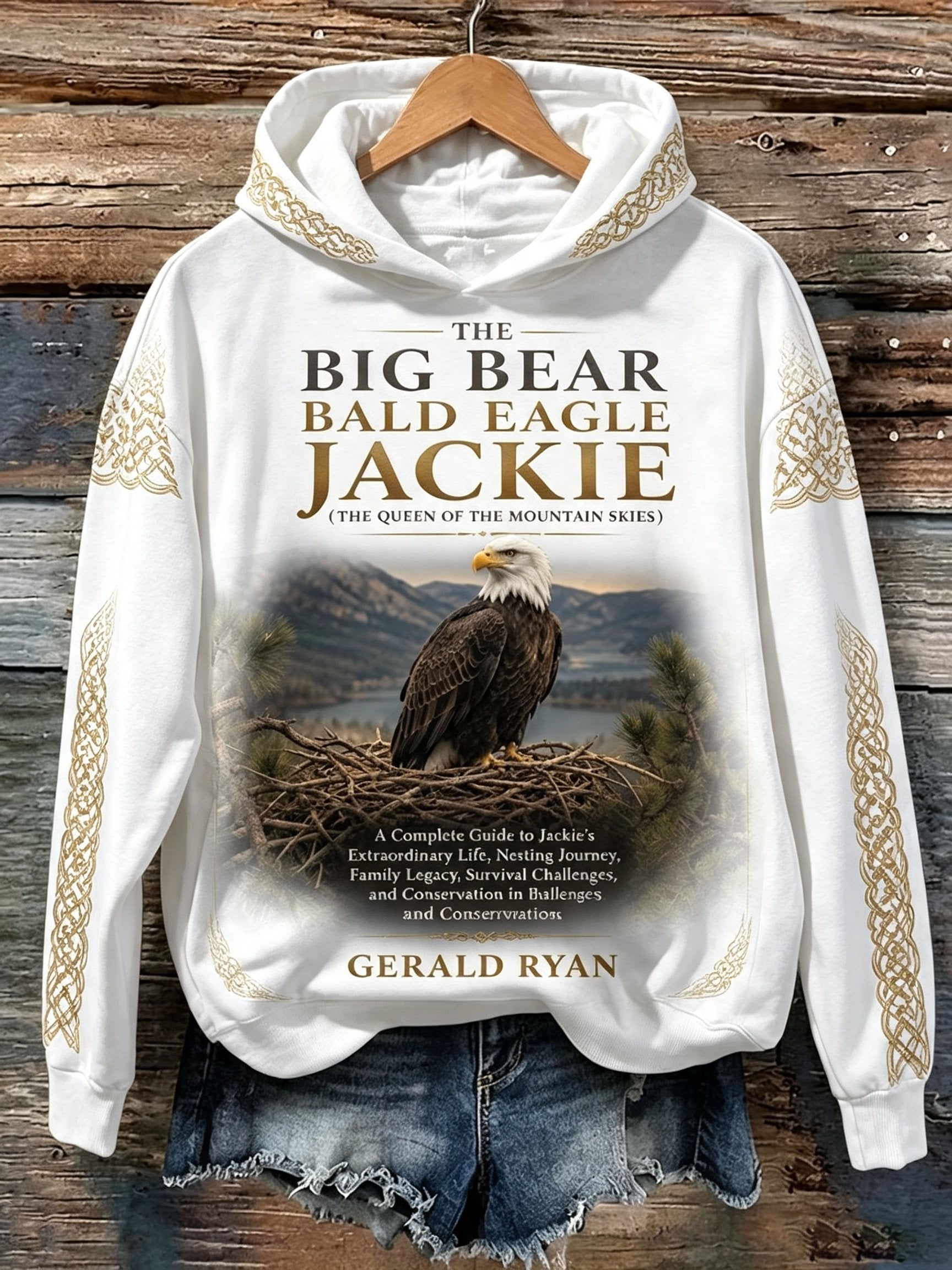 Women's Retro Commemorative Jackie Landscape Printed Hoodie