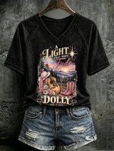 V Neck Retro Great Smoky Mountains A Light That Won't Fade Print T-Shirt