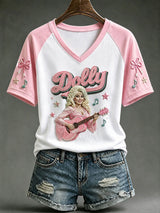 Women'S Country Cowgirl Dolly Commemorative Print T-Shirt