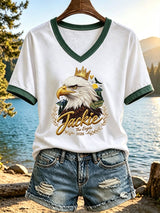 Women's Jackie The Eagle Print V Neck T-Shirt