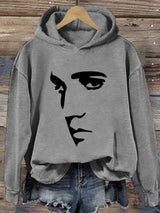 Retro King Of Rock Roll Printed Hoodie