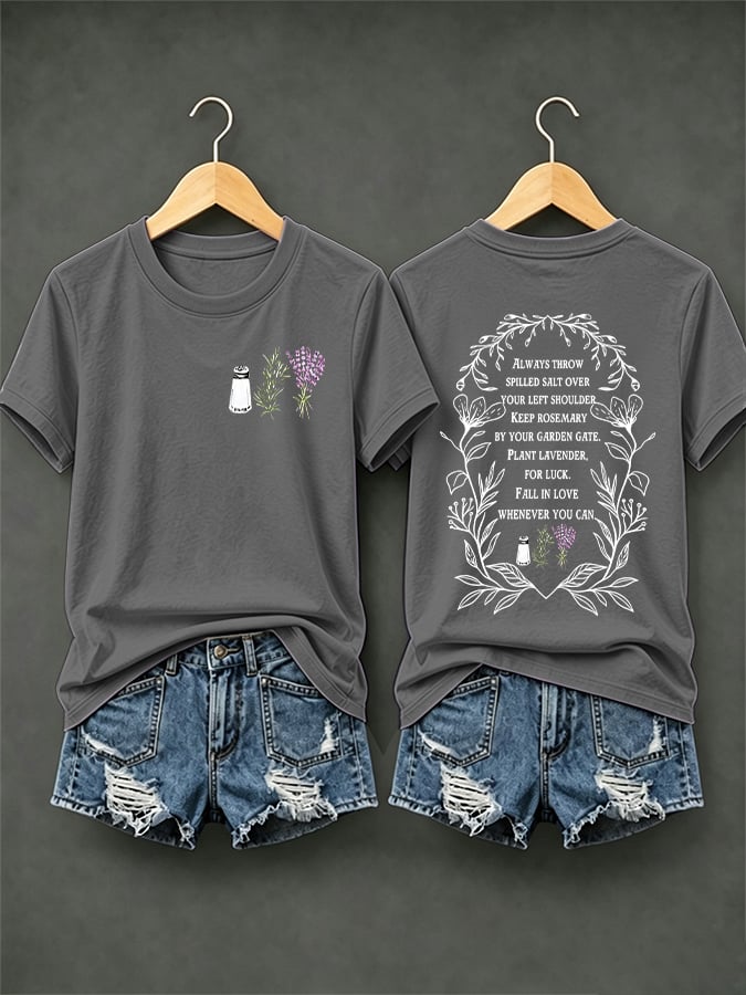 Women's Always Throw Spilled Salt Over Your Left Shoulder Print Casual T-shirt