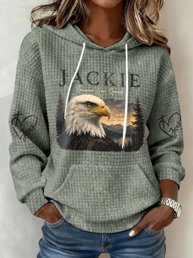 Retro Jackie Forever Our Queen Print Hoodie