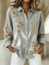 Women's Plaid Print Casual Lapel Shirt