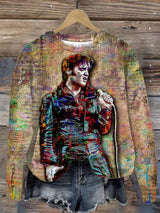 Women's Vintage Printed Round Neck Sweatshirt