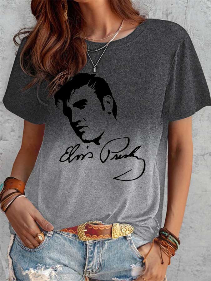 Women's Gradient Round Neck Loose Casual T-Shirt