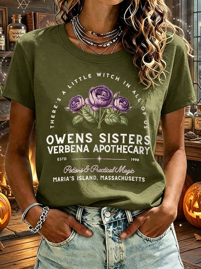 Women's Owens Sisters Apothecary Witch Print Casual T-shirt
