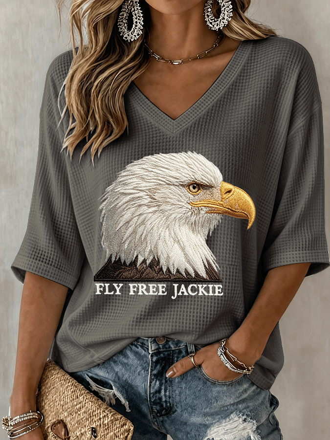Women's Fly Free Jackie Print V Neck T-Shirt